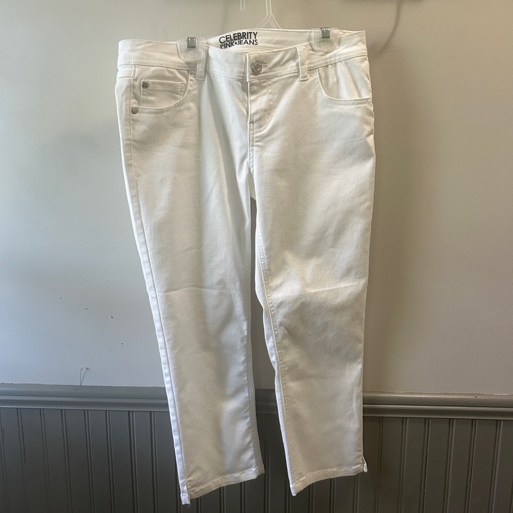 Celebrity Pink Women's Straight Leg White Jeans-Capris